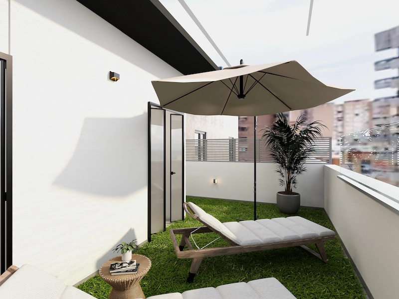 Balkon dengan Kursi Berjemur