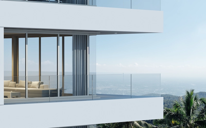 Pagar Balkon Minimalis Kombinasi Besi dan Kaca