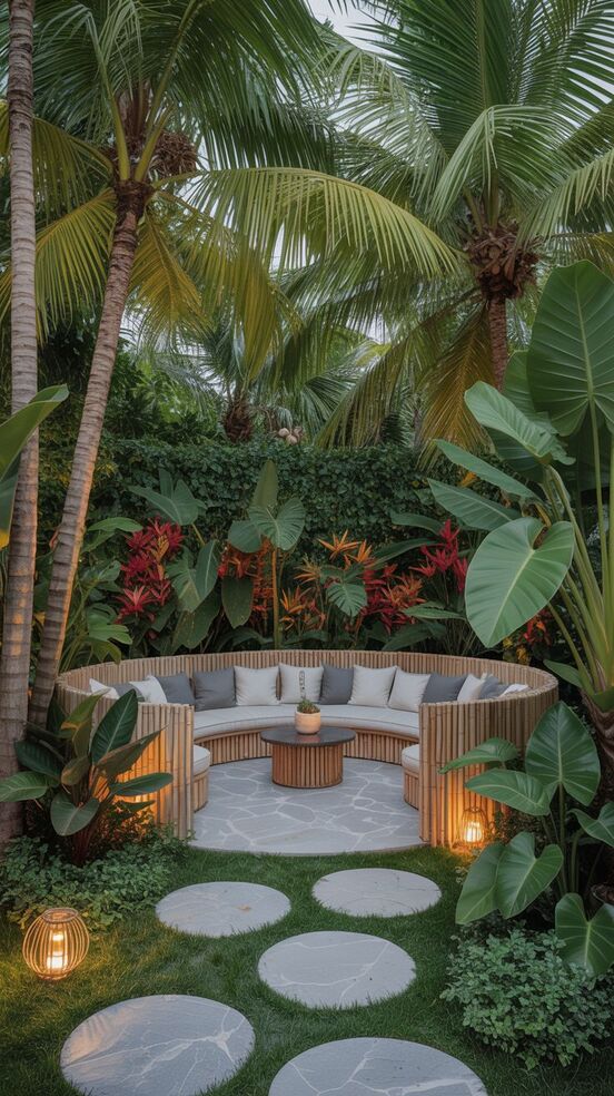 Inspirasi desain taman belakang ala resort