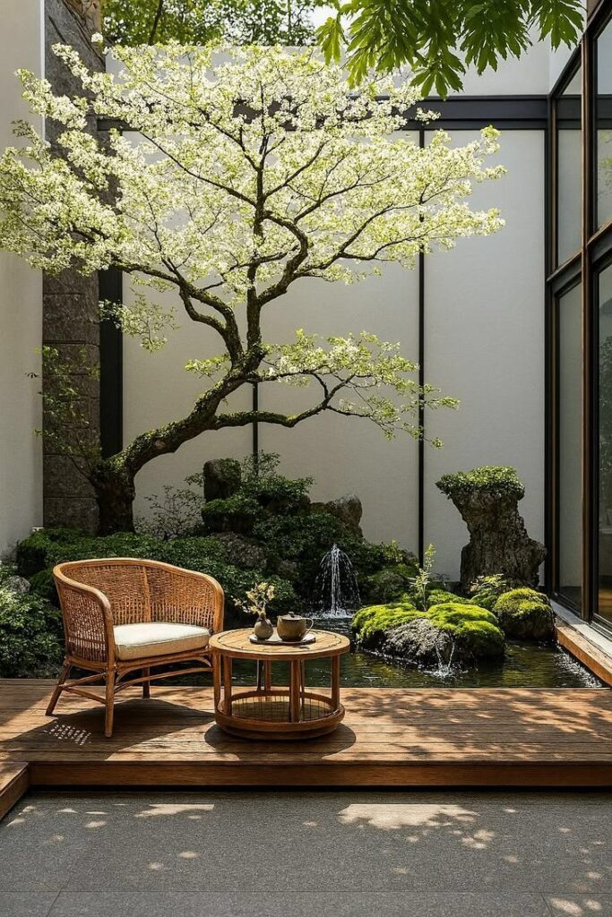 Taman kecil dengan kolam mini