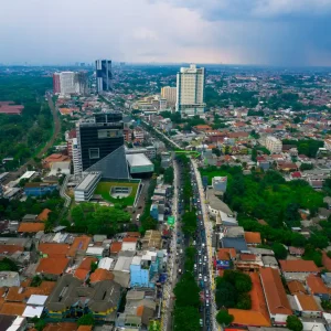 Pemandangan kota Depok dari udara dalam artikel sejarah kota depok di website ecotown.id