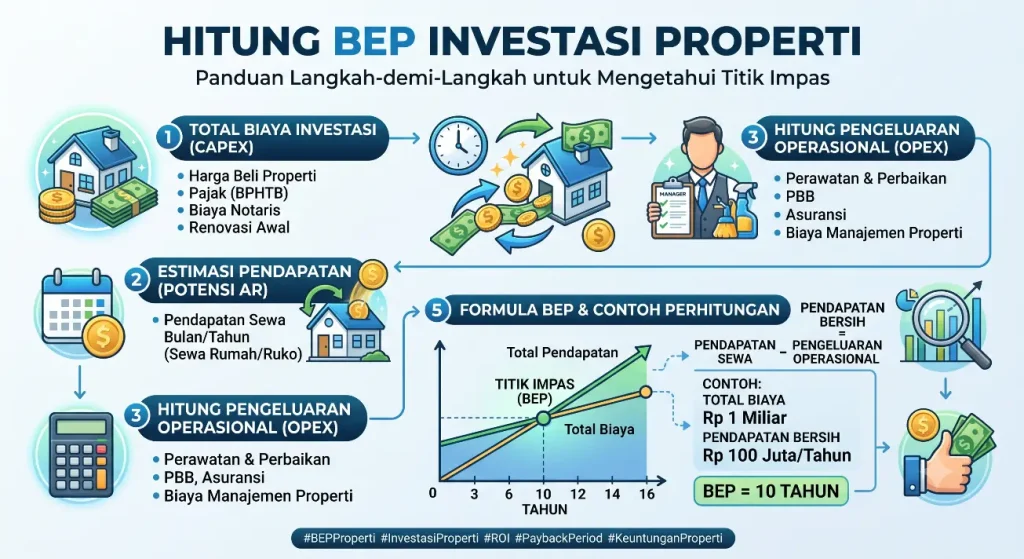 Ilustrasi cara menghitung BEP dalam artikel Hitung BEP Investasi Properti di website ecotown.id