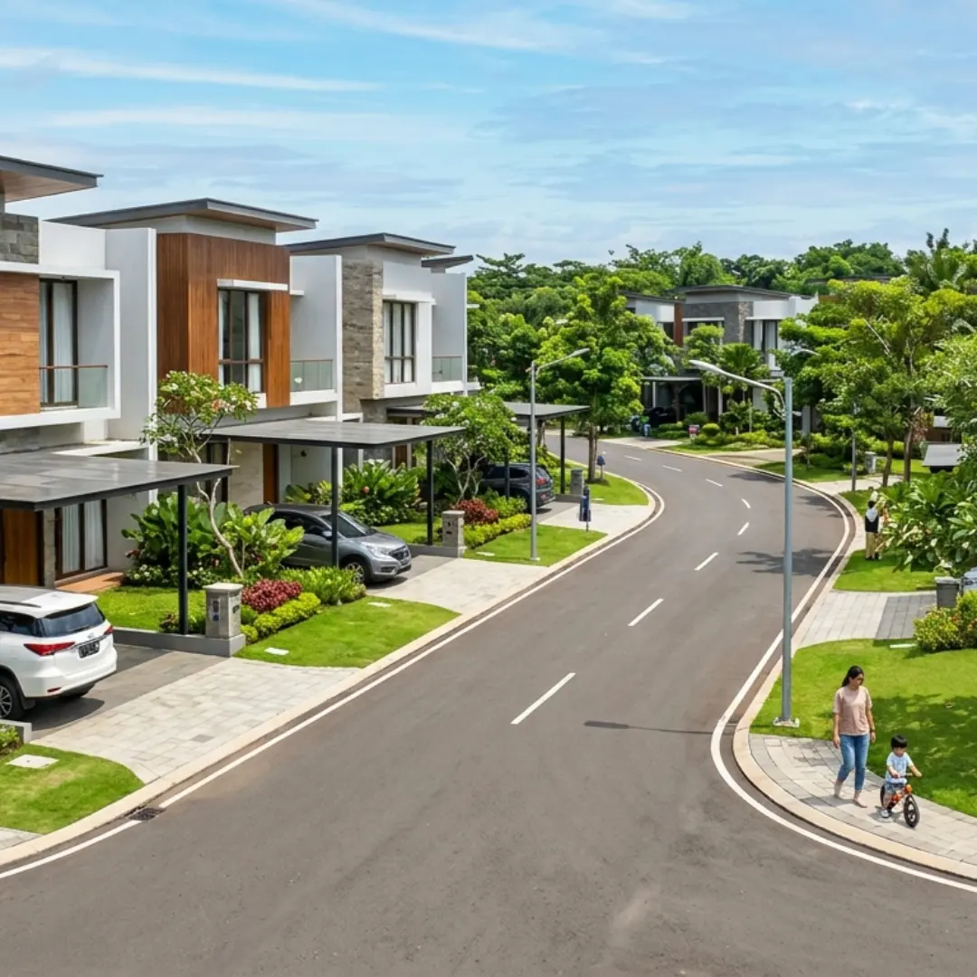 Perumahan cluster yang tidak menggunakan pagar dalam artikel Kenapa Rumah Cluster Tidak Pakai Pagar di website Ecotown.id