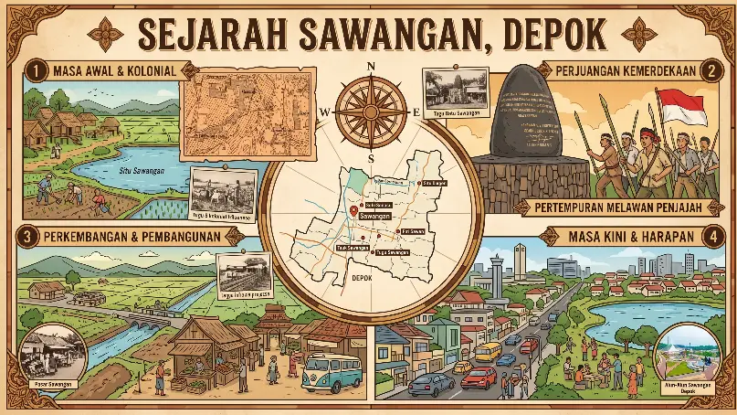 Ilustrasi sejarah kota Sawangan dalam artikel Sejarah Sawangan di website ecotown.id