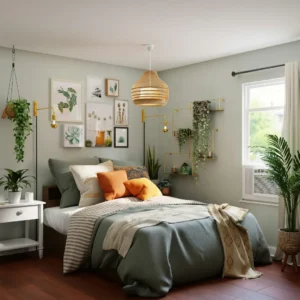 Sebuah ruang tidur dalam artikel "Ukuran Kamar Tidur Ideal" di website Ecotown.id